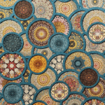 Claris Round Rug, Brown Background, 700 Weaves,