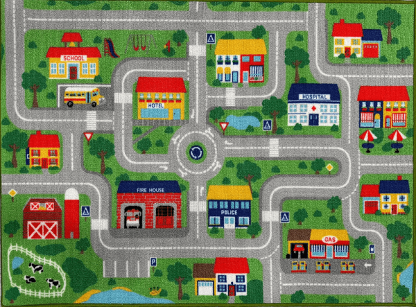 Kids Carpet Playmat Rug City Life Great for Playing with Cars and Toys