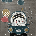 Children's Rug with Bear Riding a Car, 500 Weaves, Code 28A50607
