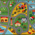 Furnish my Place 760 City Map | City Street Map Kids Rug for Nursery | Playroom | Bedroom & Classroom Area | Washable Play Mat | Multicolor