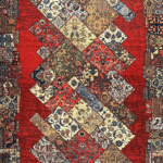 Modern Patchwork Red Rug, 700 Weaves, Code: 1-7100510