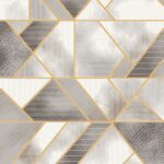Modern Grey and Gold Geometric Rug – Code 2270