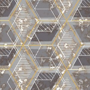 Modern Grey Hexagon Geometric Rug – Code 2662