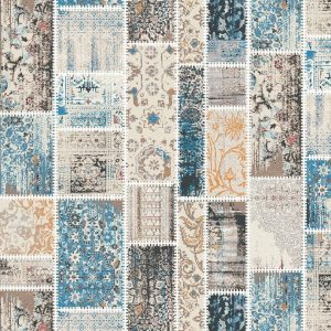 Vintage Patchwork Rug in Blue and Beige – Code 2067