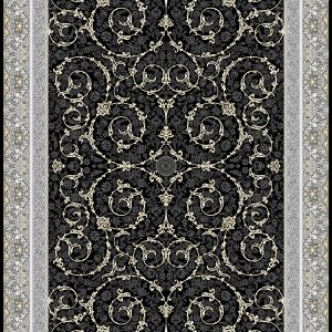Elegant Black and Silver Scroll Rug – Code 710