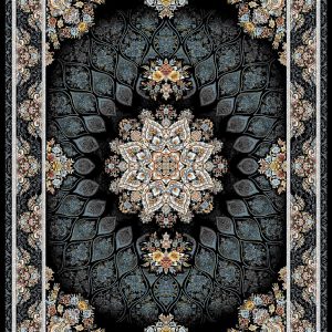 Silva Collection Persian Medallion Rug in Black & Teal – 562 S