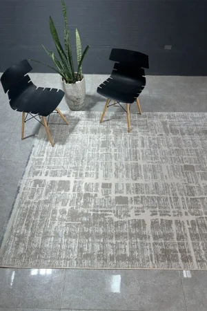Roma Silver & Cream Modern Abstract Area Rug